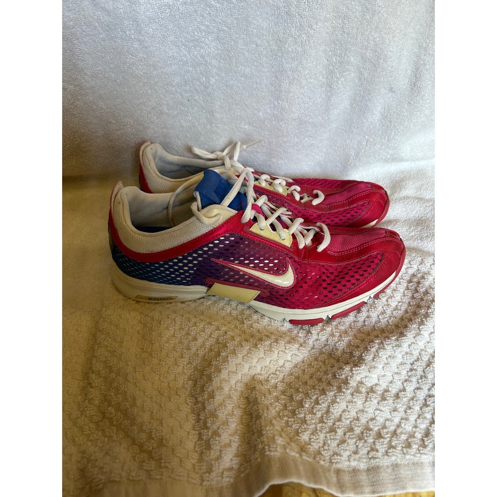 Nike Zoom‎ Running Shoes Womens 10 Red Blue Purple Mesh 324514-413 Y2K Retro